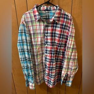 Martin Gordon Plaid Button Down Dress Shirt Colorblock XL EUC